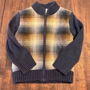 Plaid Knit Zip-Up Sweater